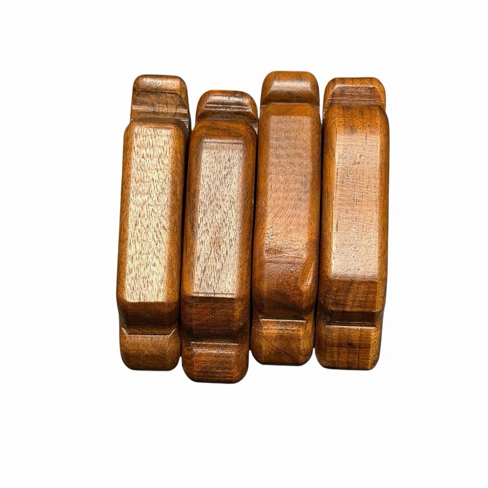 VTG Set Of 4 Bird/Duck Napkin Rings Hand Carved Wood Rustic‎ Artisan Cottage